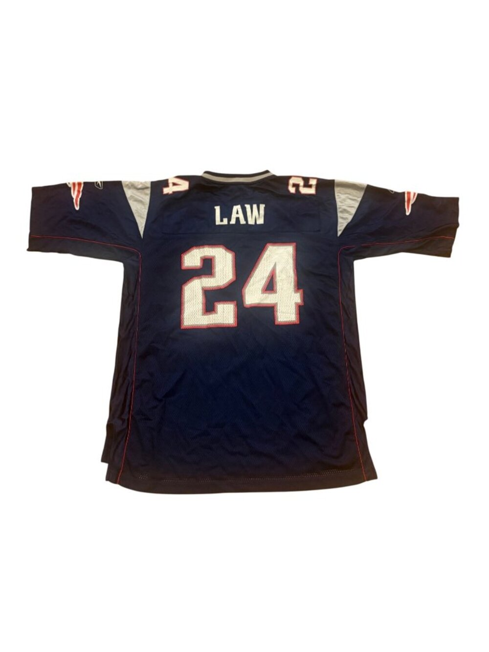 Reebok New England Patriots Ty Law #24 Blue NFL Football Jersey Men's Large